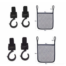 Load image into Gallery viewer, Pram &amp; Stroller Hooks (Set of 4) with 2 Mesh Hanging Bags - Carobelas